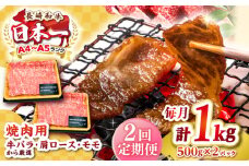 【全2回定期便】【A4～A5ランク】長崎和牛 焼肉用 1kg（500g×2パック）《壱岐市》【株式会社MEAT PLUS】肉 牛肉 黒毛和牛 焼き肉 焼肉 焼肉用 ギフト 贈答用 ご褒美 冷凍配送 A4 A5 [JGH111]