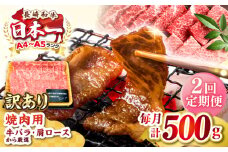 【全2回定期便】【訳あり】【A4〜A5ランク】長崎和牛 焼肉切り落とし 500g (肩ロース・バラ）《壱岐市》【株式会社MEAT PLUS】 肉 牛肉 黒毛和牛 焼き肉 ご褒美 焼肉 焼肉用 ギフト 贈答用 ご褒美 冷凍配送 A4 A5 [JGH115]
