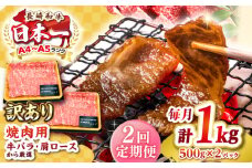 【全2回定期便】【訳あり】【A4〜A5ランク】長崎和牛 焼肉切り落とし 1kg（500g×2パック）(肩ロース・バラ）《壱岐市》【株式会社MEAT PLUS】 肉 牛肉 黒毛和牛 焼き肉 焼肉 焼肉用 ギフト 贈答用 冷凍配送 A4 A5 [JGH119]
