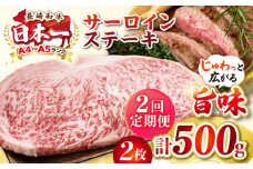 【全2回定期便】【A4〜A5ランク】長崎和牛 サーロインステーキ 500g（250g×2枚）《壱岐市》【株式会社MEAT PLUS】 肉 牛肉 黒毛和牛 サーロイン ステーキ ご褒美 ギフト 贈答用 ご褒美 冷凍配送 A4 A5 [JGH127]