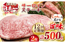 【全12回定期便】【A4〜A5ランク】長崎和牛 サーロインステーキ 500g（250g×2枚）《壱岐市》【株式会社MEAT PLUS】 肉 牛肉 黒毛和牛 サーロイン ステーキ ご褒美 ギフト 贈答用 ご褒美 冷凍配送 A4 A5 [JGH130]