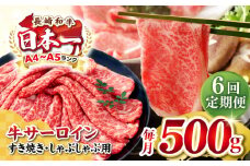 【全6回定期便】【厳選部位】【A4〜A5ランク】 長崎和牛 サーロイン スライス 500g（すき焼き・しゃぶしゃぶ）《壱岐市》【株式会社MEAT PLUS】 肉 牛肉 黒毛和牛 鍋 ご褒美 冷凍配送 [JGH077]