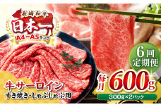 【全6回定期便】【厳選部位】【A4〜A5ランク】 長崎和牛 サーロイン スライス 600g（300g×2パック）（すき焼き・しゃぶしゃぶ）《壱岐市》【株式会社MEAT PLUS】肉 牛肉 黒毛和牛 鍋 ご褒美 冷凍配送 [JGH081]
