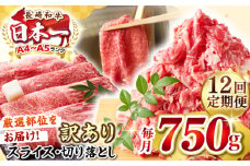【全12回定期便】【訳あり】【A4〜A5ランク】 長崎和牛 しゃぶしゃぶ・すき焼きセット 750g《壱岐市》【株式会社MEAT PLUS】　肉 牛肉 黒毛和牛 鍋 冷凍配送 訳あり 切り落とし しゃぶしゃぶ用 すき焼用 A4 A5 [JGH106]