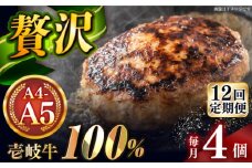 【全12回定期便】壱岐牛100％ プレミアムハンバーグ 150g×4 《壱岐市》【KRAZY MEAT】 A5 A4 冷凍 和牛 肉 牛肉 BBQ ハンバーグ 贈答品 [JER159]