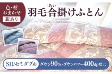 【訳あり】 色柄おまかせ セミダブル 羽毛合掛けふとん シルバープリンセスダック ダウン90% ダウンパワー400dp 《壱岐市》 【富士新幸九州】 [JDH119]