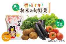 壱岐産 つや姫 5kg・旬の野菜 5品《壱岐市》【壱岐市農業協同組合】[JBO003] 野菜 やさい 旬 季節 セット 詰め合わせ 産地直送 新鮮 サラダ 米 お米 ご飯 ごはん 白米 つや姫 5キロ 23000 23000円