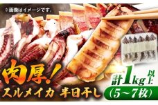スルメイカ　半日干し 1kg以上 5~7枚《壱岐市》【馬渡水産】 [JAQ029]