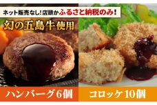 幻の五島牛 コロッケ（10個）＆ハンバーグ（6個）セット 五島市/ニク勝 [PBF006]