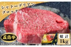 【日時指定必須】五島 牛 シャトーブリアン ブロック 約1kg 国産牛 牛肉 ブランド牛 セット ソース付 五島市/鬼岳牧場 [PEK019]