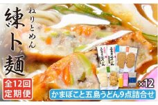 【全12回定期便】 練ト麺 (ねりとめん)  五島うどん 練り物 計108点 【しまおう】 [PAY030] SDGs ねりもの 練り物 練物 セット 