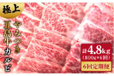 【全6回定期便】やみつき 五島牛 カルビ 800g 国産牛 牛肉 ブランド牛 焼き肉 五島市/肉のマルヒサ [PCV024]