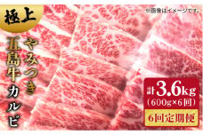 【全6回定期便】 極上 やみつき 五島牛 カルビ 600g 国産牛 牛肉 ブランド牛 焼き肉 五島市/肉のマルヒサ [PCV025]