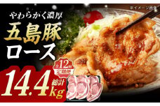 【全12回定期便】五島豚 極厚 ロース 14.4kg (200g×6枚×12回)  国産豚 豚肉 ブランド豚 焼き肉 五島市/肉のマルヒサ [PCV036]