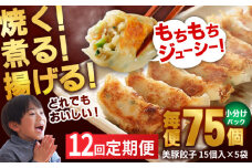 【全12回定期便】 美豚餃子 15個入×5個セット おつまみ おかず 簡単【長崎フードサービス】 [PEL012] 冷凍 餃子 飲茶 中華 ぎょうざ ギョウザ
