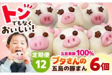 【全12回定期便】ぐりびとん6個 豚まん 五島市/お弁当のぐり家 [PEI004]