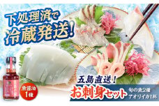 金澤仕立て 鮮魚ボックス（旬の魚2種・アオリイカ・魚醤油1種）五島市/金沢鮮魚 [PEP002] 冷蔵 真空パック 新鮮 下処理済み 海鮮 刺身 セット 水いか