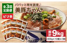 【全3回定期便】 美豚ちゃん ピリ辛 300g×10個セット  五島市/長崎フードサービス [PEL018] 簡単 調理 豚肉 豚 レトルト パック 小分け 国産 焼肉 加工 肉