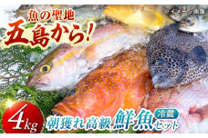 【五島列島・直送】朝獲れ！高級鮮魚セット4kg 五島市 / 鯛福丸水産 [PDP003] 魚 鮮魚 セット 海鮮 直送 さかな 詰合せ 冷蔵