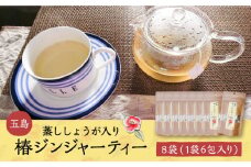 五島椿ジンジャーティー8袋 蒸ししょうが入り 生姜 つばき 茶 個包装 ティーバッグ 五島市 / GOTO Challenged 椿 [PDU007]