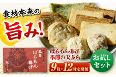 【全12回定期便】 ばらもん揚げのお試しセット 計9枚 詰合せ かまぼこ 五島市 / 浜口水産 [PAI033]かまぼこ ギフト 熨斗 のし 練り物 天ぷら 詰め合わせ セット おつまみ お正月 正月