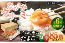【全6回定期便】【箱入り】五島の恵みたまご Mサイズ 85個入 / 卵 赤玉子 五島市 / 五島列島大石養鶏場 [PFQ015] 玉子 タマゴ 鶏卵 希少 五島列島