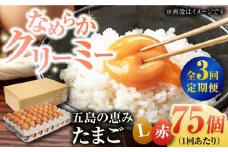 【全3回定期便】【箱入り】五島の恵みたまご Lサイズ 75個入 / 卵 赤玉子五島市 / 五島列島大石養鶏場 [PFQ017] 玉子 タマゴ 鶏卵 希少 五島列島