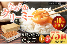 【全10回定期便】【箱入り】五島の恵みたまご Lサイズ 75個入 / 卵 赤玉子五島市 / 五島列島大石養鶏場 [PFQ019] 玉子 タマゴ 鶏卵 希少 五島列島