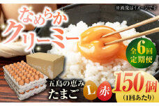 【全6回定期便】【箱入り】五島の恵みたまご Lサイズ 150個入 / 卵 赤玉子 五島市 / 五島列島大石養鶏場 [PFQ024] 玉子 タマゴ 鶏卵 希少 五島列島