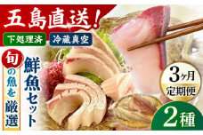【全3回定期便】金澤仕立て 鮮魚ボックス 旬の魚2種 鮮魚 冷蔵 真空パック 新鮮 下処理済み 海鮮 刺身 セット 五島市/金沢鮮魚 [PEP009]