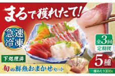 【全３回定期便】【五島の旬】下処理済み 超速冷凍 鮮魚 5種 柵 冷蔵 真空パック 新鮮 下処理済み 海鮮 刺身 セット 五島市 / 金沢鮮魚 [PEP019]
