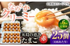 【6回定期便】【箱入り】五島の恵みたまご M〜Lサイズ 25個入 / 卵 赤玉子 五島市 / 五島列島大石養鶏場 [PFQ046] 玉子 タマゴ 鶏卵 希少 五島列島