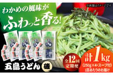 【全12回定期便】五島うどんギフト（磯4本入り）+あごだし12袋 飛魚 スープ 細麺 乾麺 手延べうどん セット 五島市/五島あすなろ会 うまか食品 [PAS052]