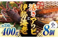 【日付指定必須】【配送エリア限定】五島産養殖活きアワビ 8個 と 伊勢えび（約350g～400g）セット あわび 鮑 イセエビ 海老 五島市 /（有）都工業 [PEX005]