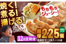 【全12回定期便】美豚餃子15個入×15袋 五島市/長崎フードサービス [PEL058]