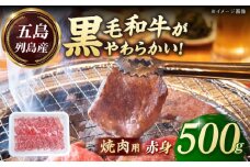五島列島産 黒毛和牛 焼肉用 赤身 500g 五島市/山口Farm [PGJ013]