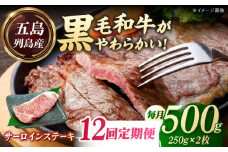 【全12回定期便】五島列島産 黒毛和牛 サーロインステーキ 250g×2枚 五島市/山口Farm [PGJ020]