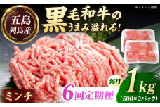 【全6回定期便】五島列島産 黒毛和牛 ミンチ 1kg 五島市/山口Farm [PGJ031]