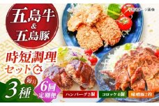 【6回定期便】五島肉のむらおか自家製セット（ハンバーグ2個・コロッケ4個・味噌豚2枚） 五島市/五島牛 肉のむらおか [PGP019]