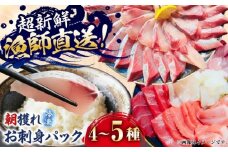 五島の漁師厳選！お刺身パック 4-5種盛り2皿 五島市/Sun Sea Go Company 魚 おまかせ お任せ 鮮魚 五島列島 [PGL016]