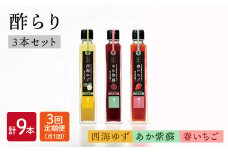 【月1回3種×3回定期便】 飲む玄米酢 酢らり （ゆず・しそ・いちご）計9本＜川添酢造＞ [CDN004]