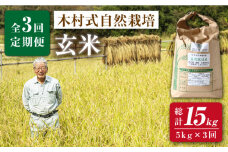 【 新米先行予約 】2025年10月より順次発送 【3回定期便】木村式自然栽培の 玄米 ヒノヒカリ 5kg × 3回定期便 ＜ハマソウファーム＞ [CBR007] 長崎 西海 米 玄米 ヒノヒカリ ひのひかり 米 玄米 5kg