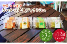 【毎月12個×3回定期便】さいかい元気フィナンシェ（4種）＜フレージュ近藤＞ [CDB005]