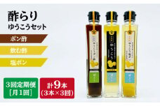 【3回定期便】酢らり（ゆうこう・ゆうこうポン酢・ゆうこう塩ポン）総計9本＜川添酢造＞ [CDN041]