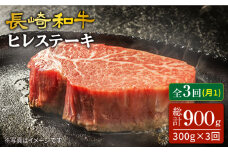 【3回 定期便 】 長崎和牛 ヒレ ステーキ 約300g（2枚） ヒレ ひれ ステーキ すてーき 和牛 牛 肉 贈答 ギフト ＜スーパーウエスト＞ [CAG214]