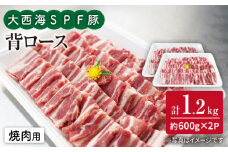 大西海 SPF豚 背ロース 焼肉用 計1.2kg（600g×2パック） 訳あり ＜大西海ファーム＞ [CEK038] 長崎 西海 豚肉 国産豚 BBQ 焼肉 贈答 ギフト