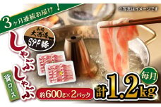 【月1回1.2kg×3回定期便】 大西海SPF 豚 背ロース （ しゃぶしゃぶ 用）計3.6kg 訳あり ＜大西海ファーム＞ [CEK094]