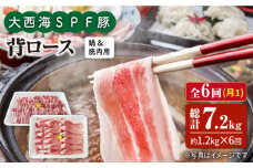 【月1回1.2kg×6回定期便】大西海SPF豚 背ロース（焼肉＆しゃぶしゃぶ用）計7.2kg 訳あり ＜大西海ファーム＞ [CEK099]