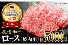 【 訳あり 】 長崎和牛 ロース 焼肉 用 約500g＜大西海ファーム＞ [CEK132]