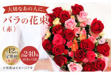 【12回定期便】【記念日には バラ を送ろう】 バラ の 花束 （赤） 花 花束 バラ ばら ブーケ 記念日 贈答 ギフト プレゼント ＜花工房るふらん＞ [CCR022]